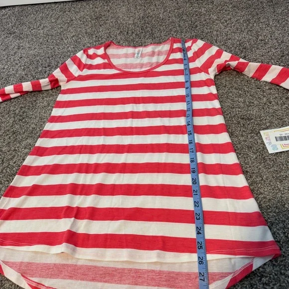 NWT LuLaRoe Lynnae Long Sleeve Pink & White Striped Top Women's Size XS Flawed - Picture 5 of 8